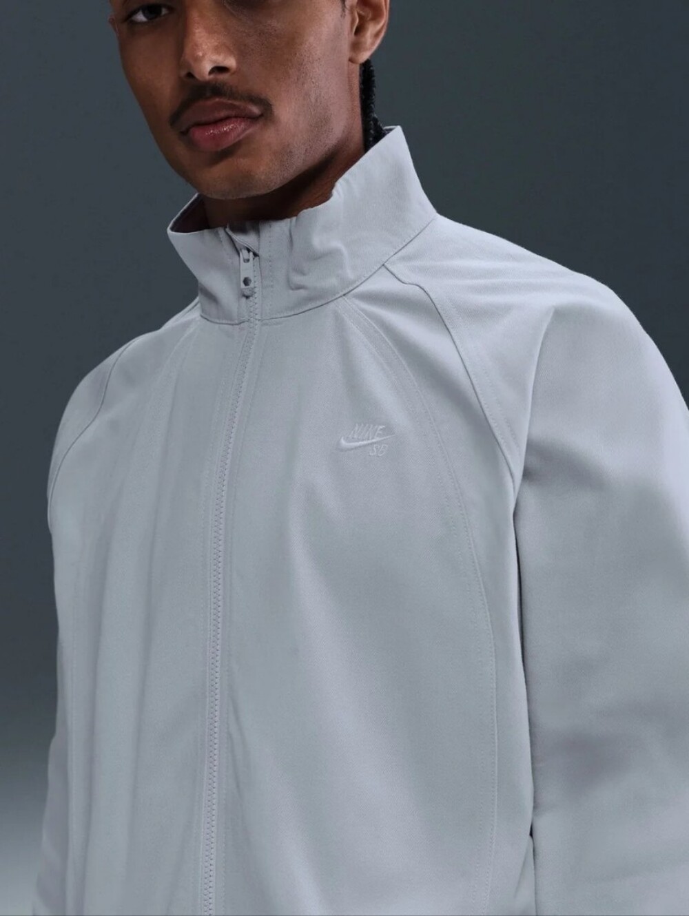 Nike SB Denim Full-Zip Track Jacket ~ Grey White IH1988-085 | Men's: L *NWT